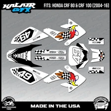 Graphics Kit for HONDA CRF 80 CRF 100 (2004-2016) Pecker Series - White
