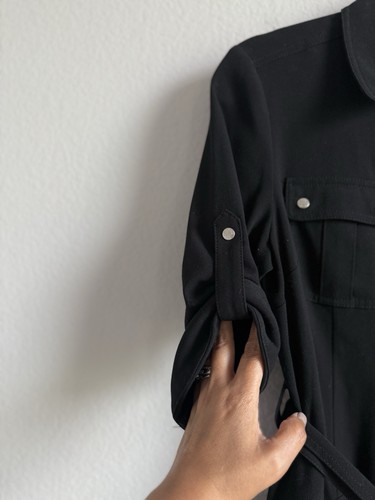 MICHAEL KORS Black Shift Utility Front Zip Shirtdress Women’s Size Medium - 第 6/13 張圖片