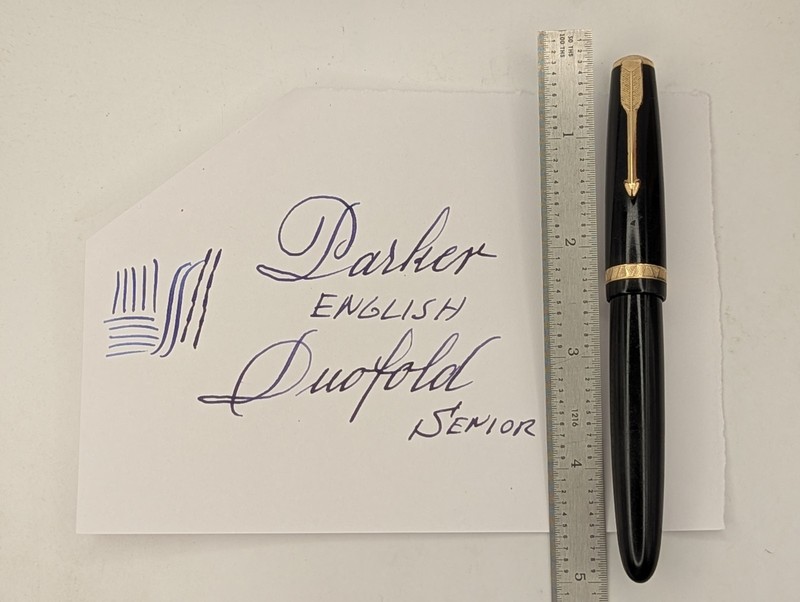 Parker English Black Senior Duofold Fountain Pen 14k Soft Gold Nib Restored