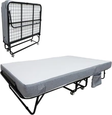 Portable Folding Bed with 5'' Memory Foam Mattress Rollaway Guest Bed Black