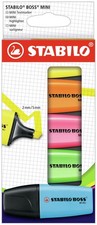 Highlighter - STABILO BOSS MINI - Pack of 5 - Assorted Colours Pack of 5 Assorte