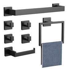 7-Pieces Matte Black Bathroom Hardware Accessories Set, SUS304 Stainless Stee...