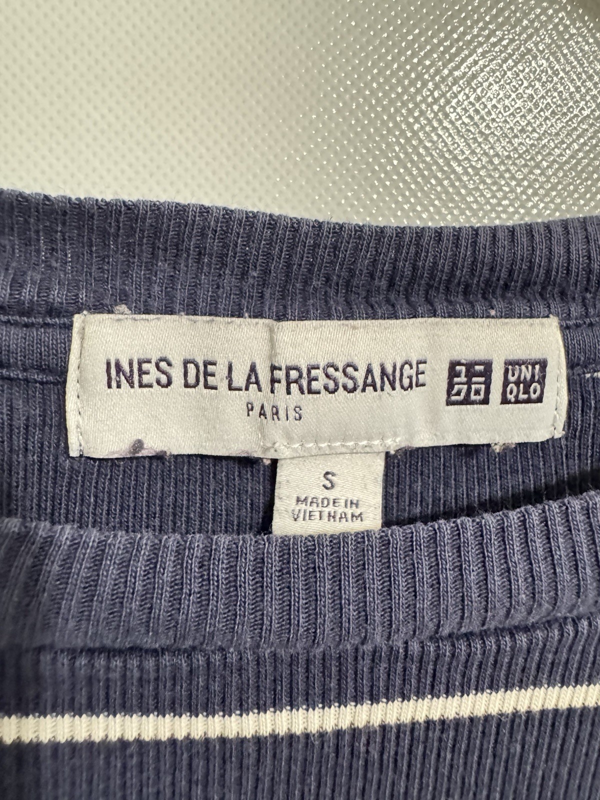 Ines de la Fressange X Uniqlo Sz Small Women’s Navy Blue White Knit Pullover Top image 2