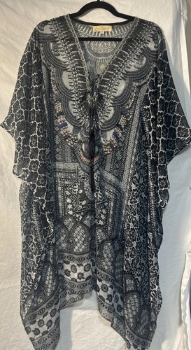 TRUE COLOURS La Moda Clothing Resort Beach Crystals Swim Cover Up Dress Sz O/S