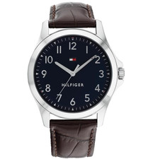 TOMMY HILFIGER 1791449 NAVY BLUE DIAL BROWN LEATHER STRAP 45MM MENS WATCH
