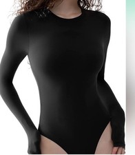 Pumiey Black Bodysuit Size M Long Sleeve Crewneck