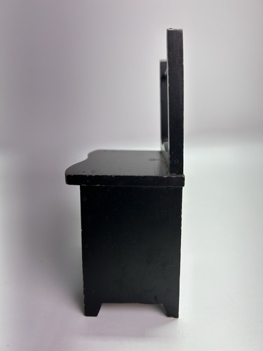 Rara mini bambola olandese Pennsylvania vintage lavabo fatta a mano vernice nera Tole AS-IS - Foto 6 di 10
