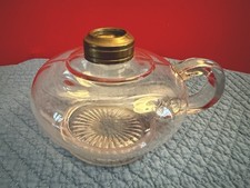 Vintage Pressed Glass Finger Oil Lamp with Hurricane Chimney — listing 6