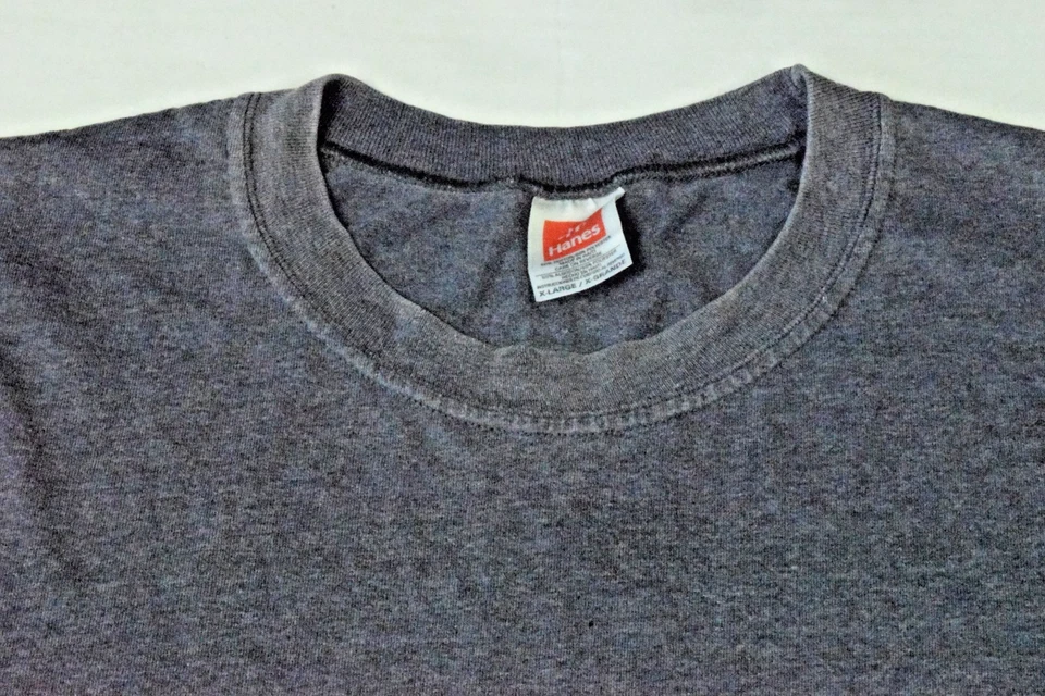 Camiseta Vintage Hanes Talla XL Y2K Desteñida Acero Azul Clásica Bolsillo Camiseta Foto 4 de 4