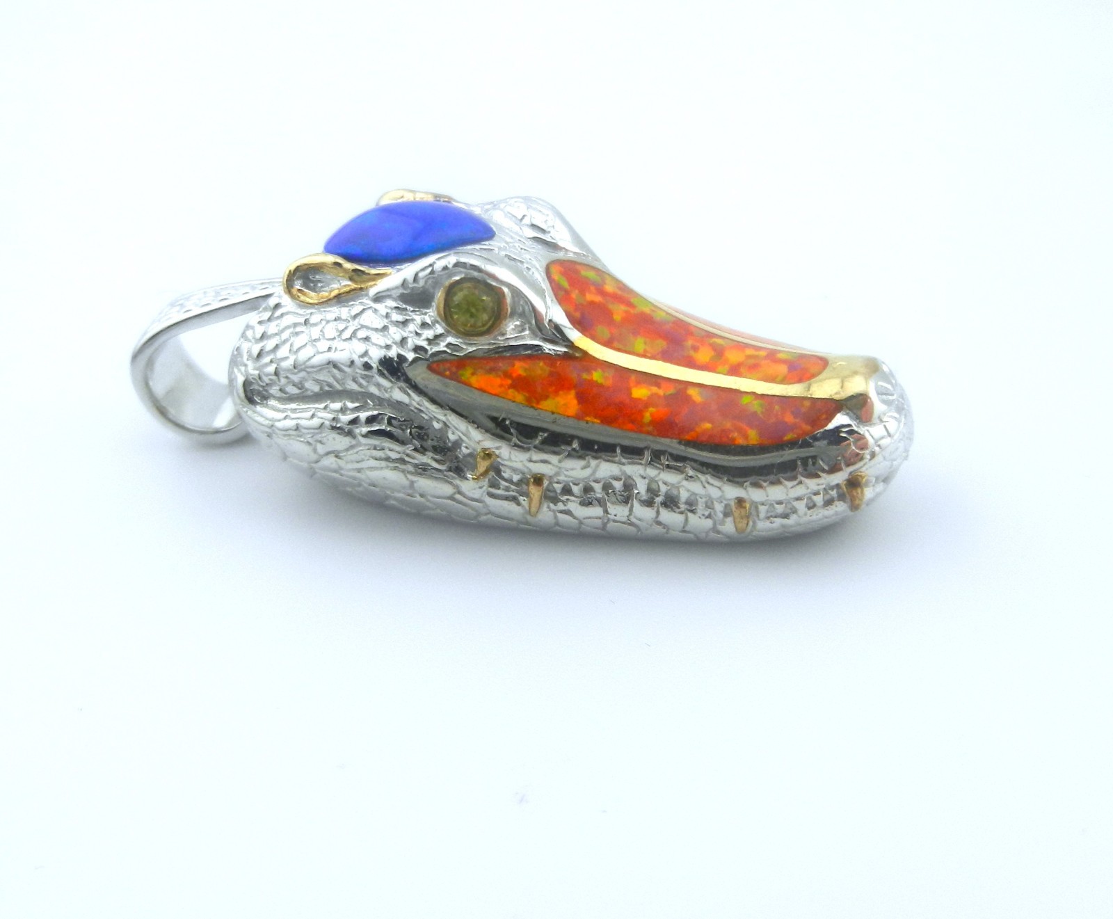 Kovel Solid Sterling Silver Alligator Pendant Pin… - image 1