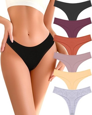 Cotton blend Underwear for Women Pack Breathable Thongs for Women Sexy Stretc...