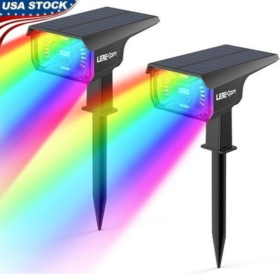 RGB Solar Landscape Lights Waterproof Color Changing Spotlights Outdoor 2-in-1