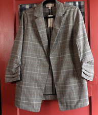 Philosophy Women's Timeless Gray Black Plaid 3/4 Sleeve Blazer Jacket Size M NWT