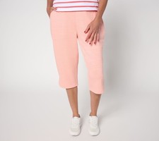 Denim  Co. Women's Petite Pants PS Active Textured Cotton Skimmer Pink A694903
