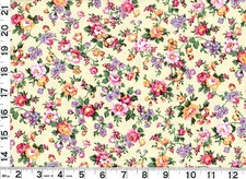 Red Pink Roses w/ Purple Flowers on Cream Quilting Sewing Fabric by Yard  1115