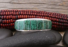 Rare Navajo Malachite Cuff Bracelet Benny Touchine Heavy Gauge Sterling Silver