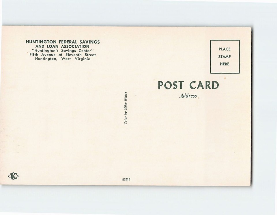 Postcard Huntington Federal Savings And Loan Association Huntington WV