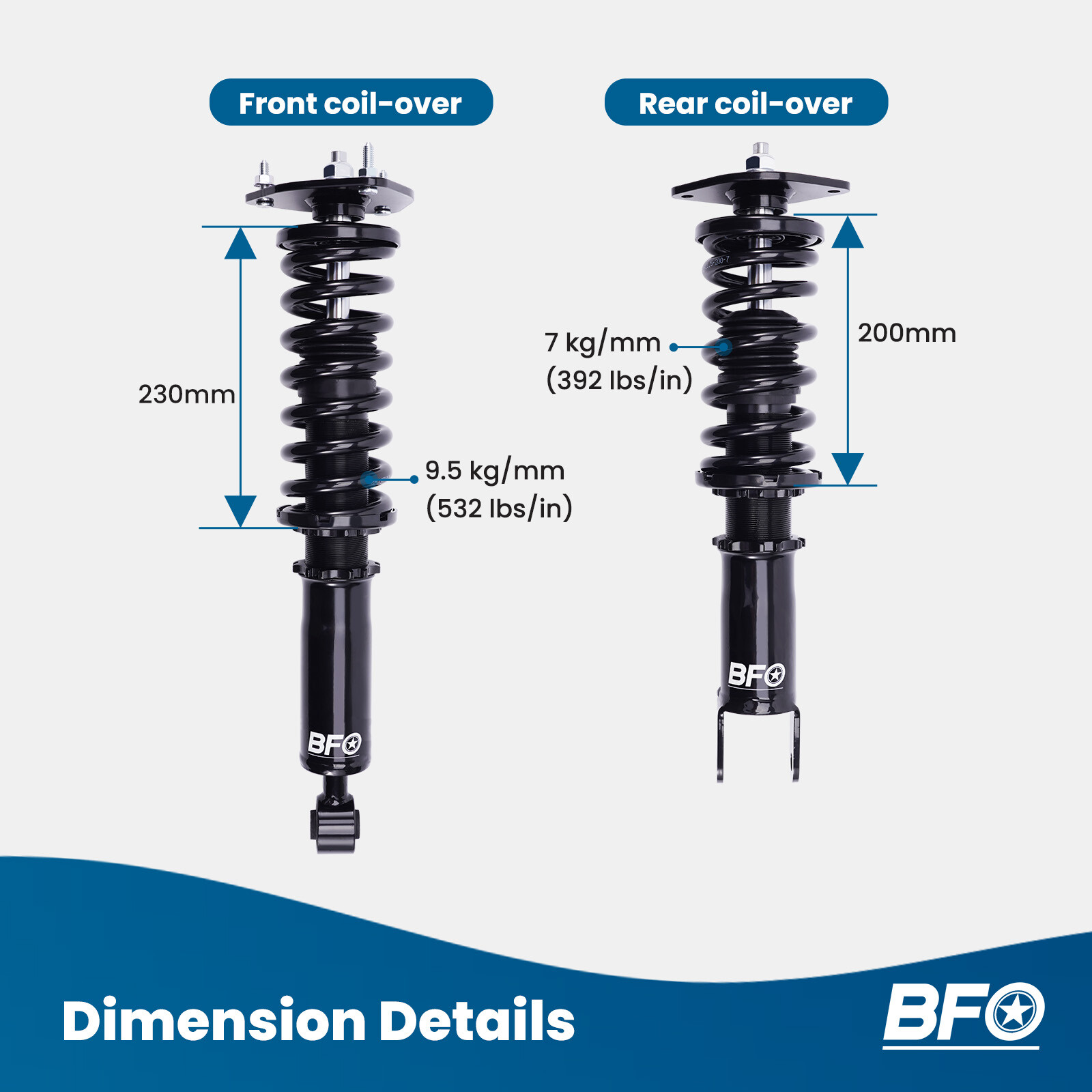 G37 Rear Spring Bucket BFO Coilovers Shocks Springs Kit For INFINITI G37 Coupe / Sedan 08-13 ...