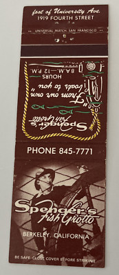 Spencer's Fish Grotto Berkeley CA Fish Market Matchbook Cover