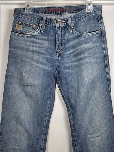 Cinch Jeans Herren 30x36 Blau Denim Straight Denim Whisker Distressed Patch - Bild 5 von 11