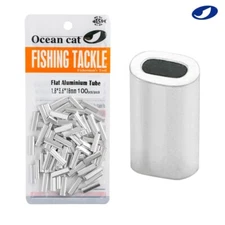 OCEAN CAT 100-500 Pcs Flat Aluminium Tube Barrel Crimp Fishing Split Rings Snaps