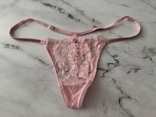 Victoria's Secret V String Panty Dream Angels Pink Lace Shine Strap XS M