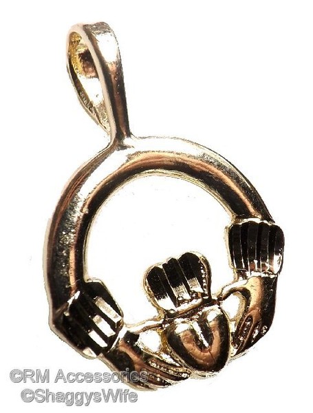 Alternate view of Irish Claddagh Charm Pendant Gold Plated With Lifetime Guarantee