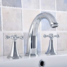 Polished Chrome Widespread Bathroom Faucet Vanity Dual Handles Sink Mixer Tap