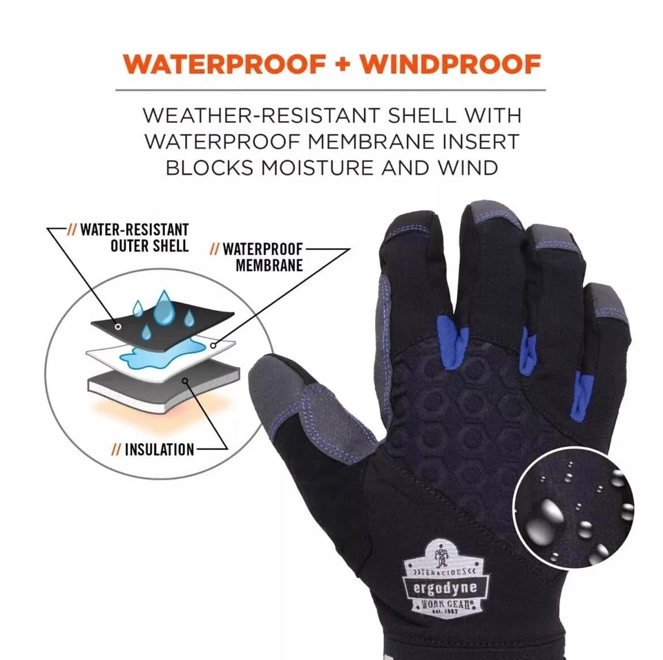 817WP Thermal Insulated Waterproof Warm Winter Lined Cold Weather WORK GLOVES - Image 2 of 4