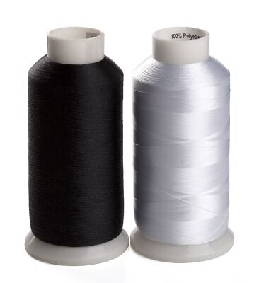 2 Bobbin Thread for Sewing and Embroidery Machine 1 Black and 1 White 5500 Ya...