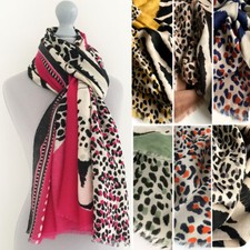 Ladies Large Leopard Print Scarf Animal Shawl Wrap Tiger Zebra Cotton Women Gift