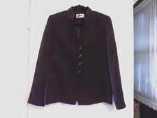 Kasper Eggplant Purple Collarless 4 Fancy Button Blazer Jacket Sz 8 Classic EUC