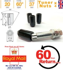 Car wheel tuner nuts Toyota aftermarket alloy M12 x 1.5 Black + Key x 4