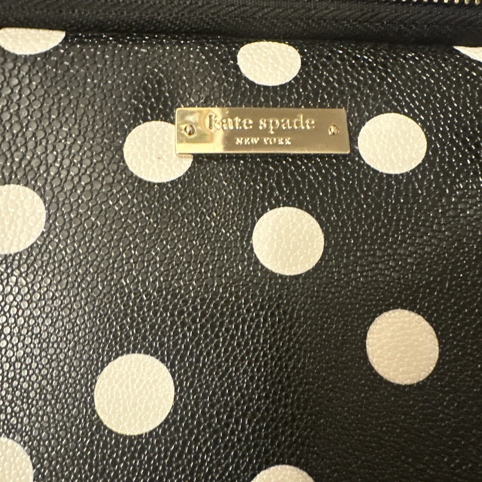 Kate Spade Small Tablet Padded Case Black And White Polka Dot Vinyl Shiny - Image 2 of 4