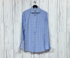 Charles Tyrwhitt dress shirt mens size 17 slim fit blue patterned French cuff