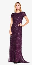 Adrianna Papell Scoop Back Sequin Gown Cabernet In Womens Size UK 8 BRAND NEW