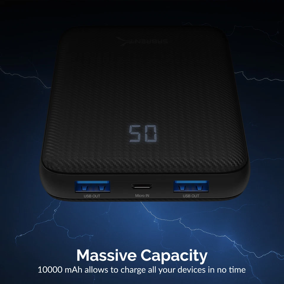 Sabrent 10000 mAh USB C 18W PD Power Bank Portable Charger (PB-Y10B) - Image 4 of 4