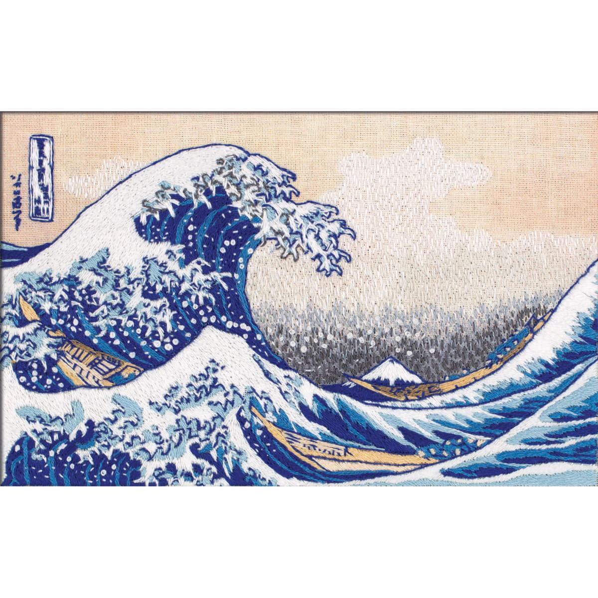 Panna stamped satin stitch kit ""Under the Wave off Kanagawa. Katsushika Hokusai""