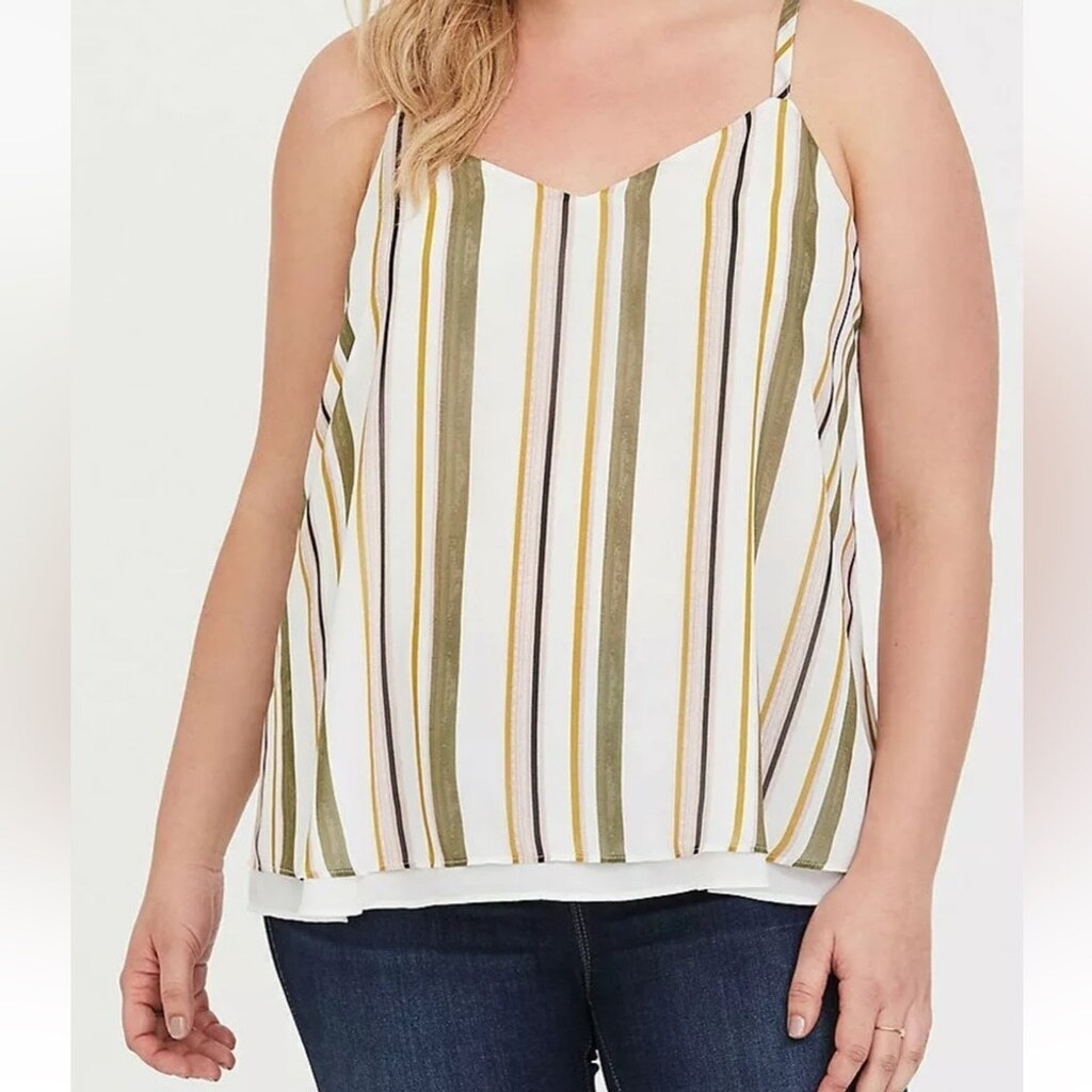 Torrid Sophie Stripe Chiffon Double Layer Swing Cami Top Multi 1X