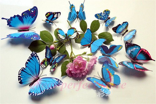 NEW 12 pcs Romantic 3D Butterfly Cute MultiColor Home Room Wall Stickers Decors