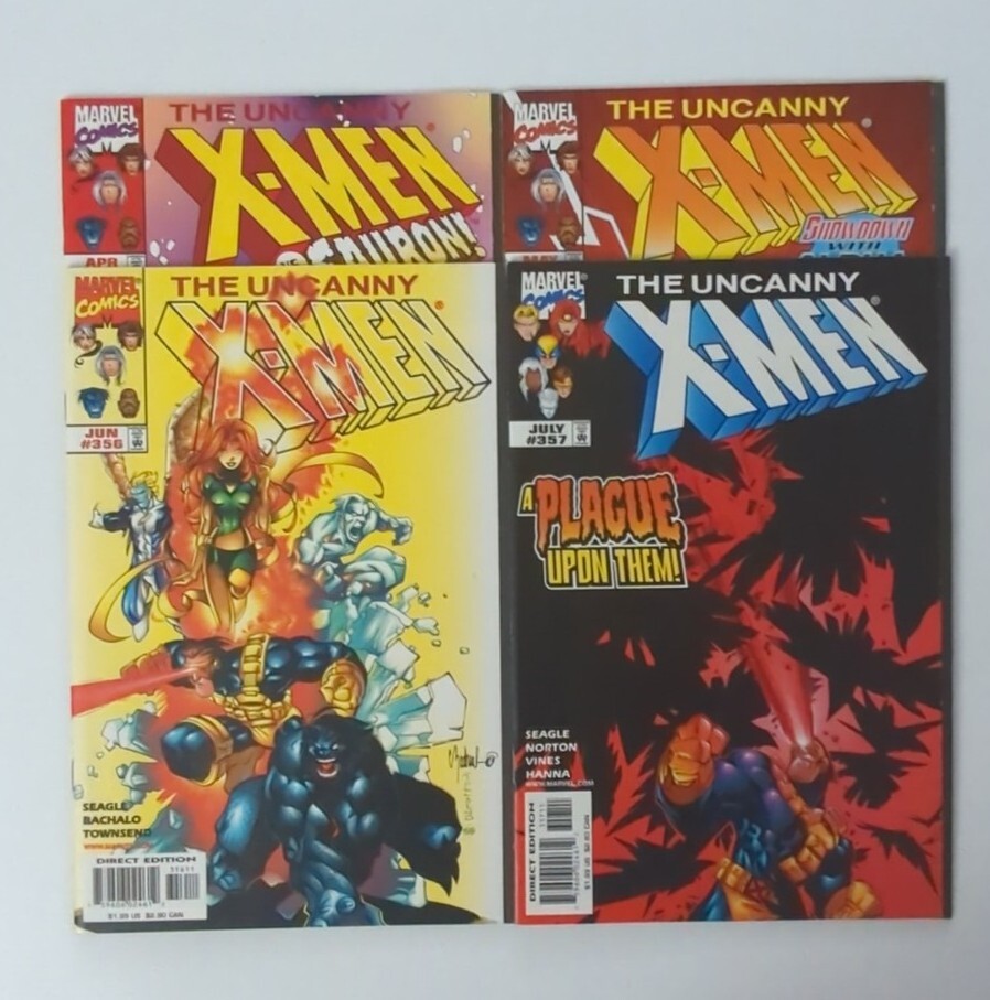 Run Of 4 1998 Marvel Uncanny X-Men Comics #354-357 VF/NM Bagged And Boarded 
