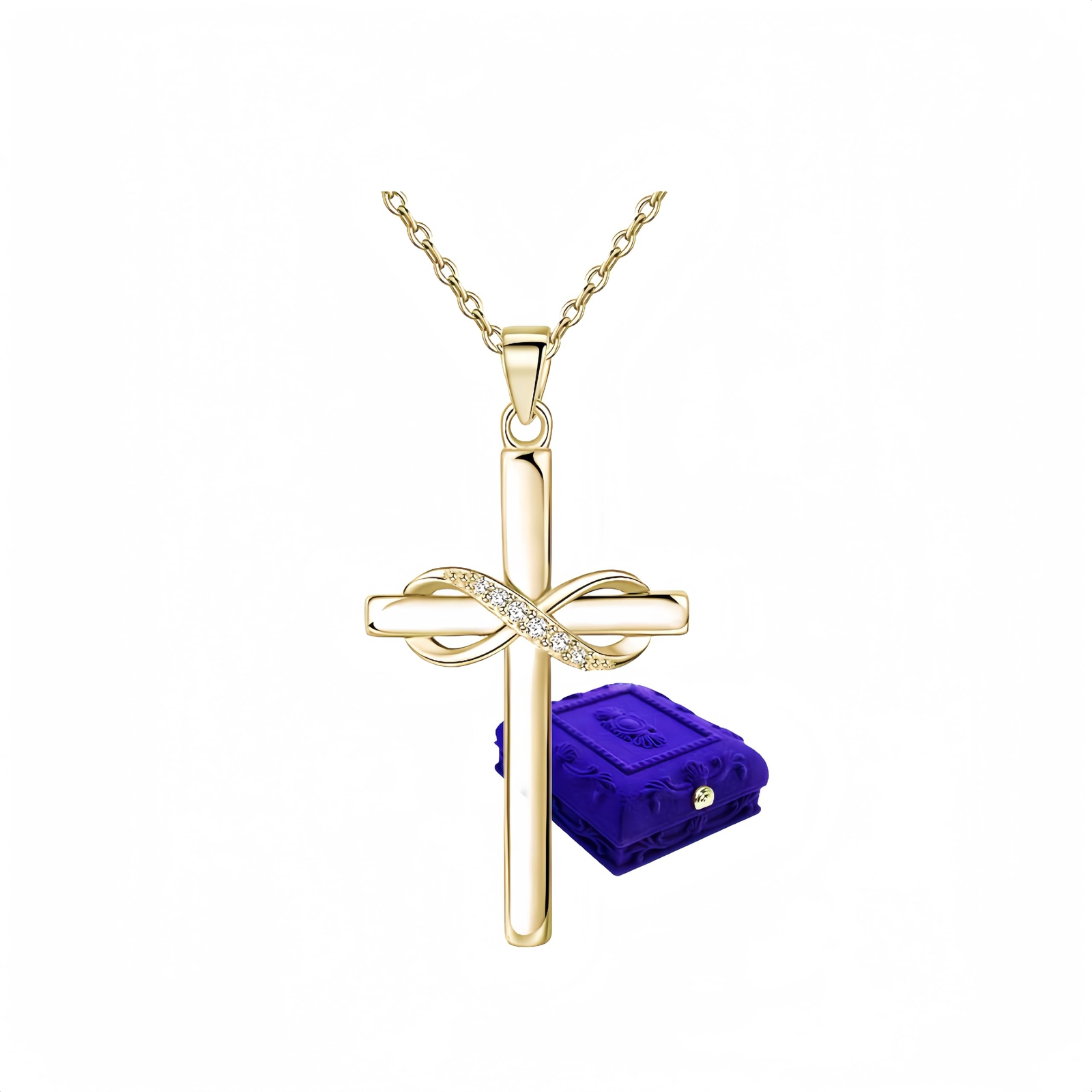 18K Gold Plated Sterling Silver Cross Necklace for Women