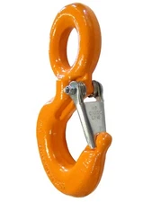 3 Ton Alloy Eye Hoist Hook with Latch Pained Orange X100 Brand Premium Rigging