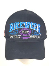 Vintage Bike Week 2002 Daytona Beach Florida Black Snapback Black Hat Cap