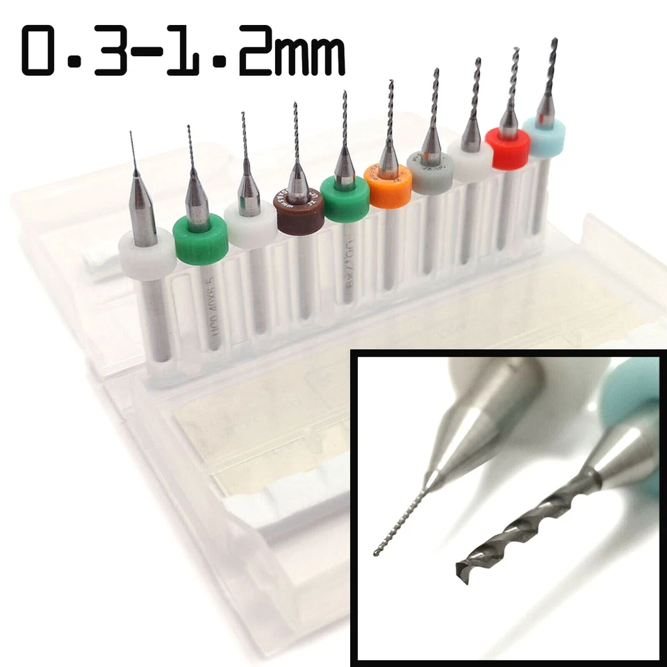 10pcs Forets Mèches 0,3 - 1.2mm Maquettisme Modélisme 1/24 1/35 1/18 HO 