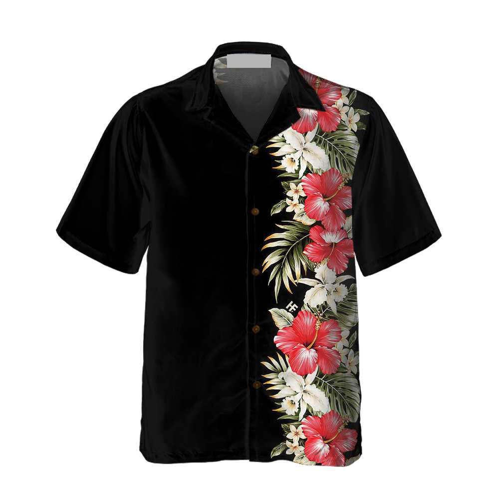Red Hawaiian Hibiscus Print Shirt Stylic Hibiscus Design Mens Tropical Shirt