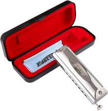 EASTTOP Chromatic Harmonica Key of C 10Hole Mouth Organ Blue Harp Harmonica Gift