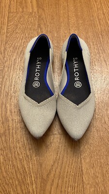 Rothy s The Point Light Grey Flac Birdseye Slip On Flats W7.5.