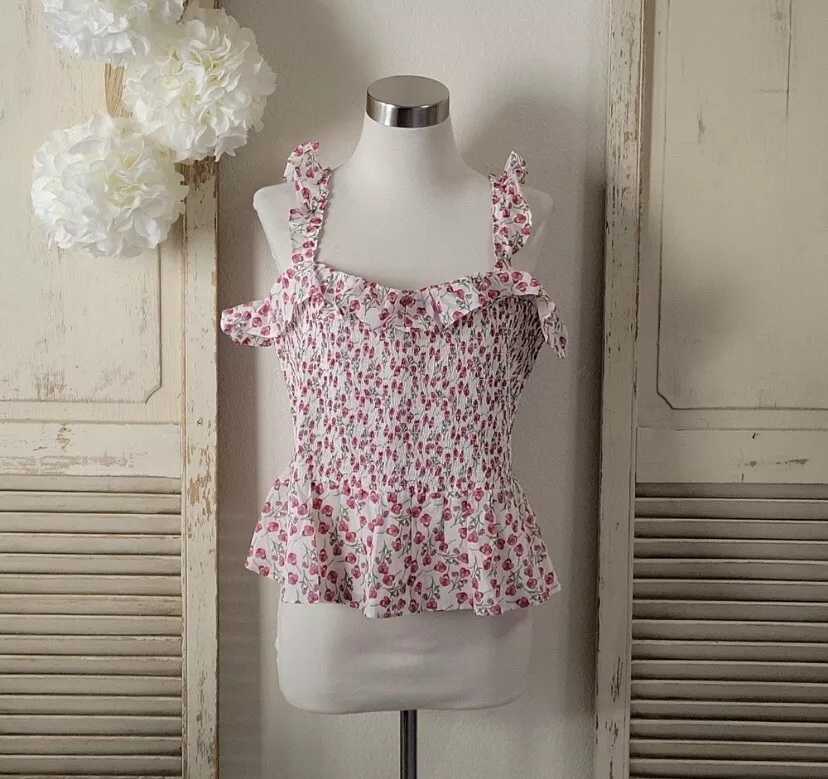 Rose peplum cheap top