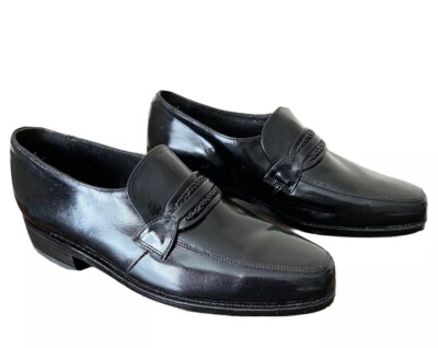 Florsheim Richfield Braided Moc Toe Strap Black Dress Loafer Shoes Sz 6.5E